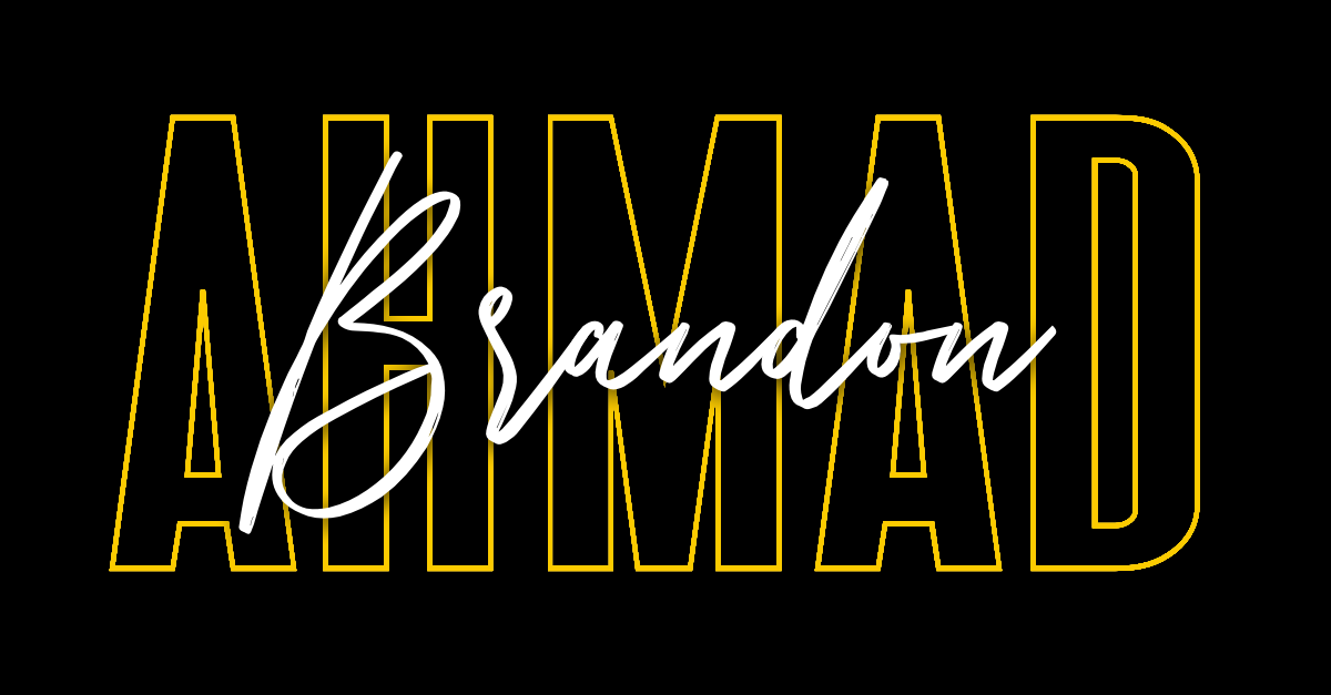 Text with large yellow outline spelling 'AMAD' and white cursive 'Brandon' overlaying it.