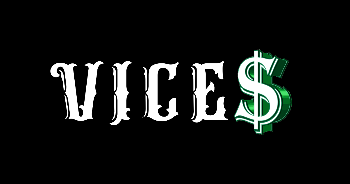 The word 'VICE' with a dollar sign replacing the letter 'S' on a black background.