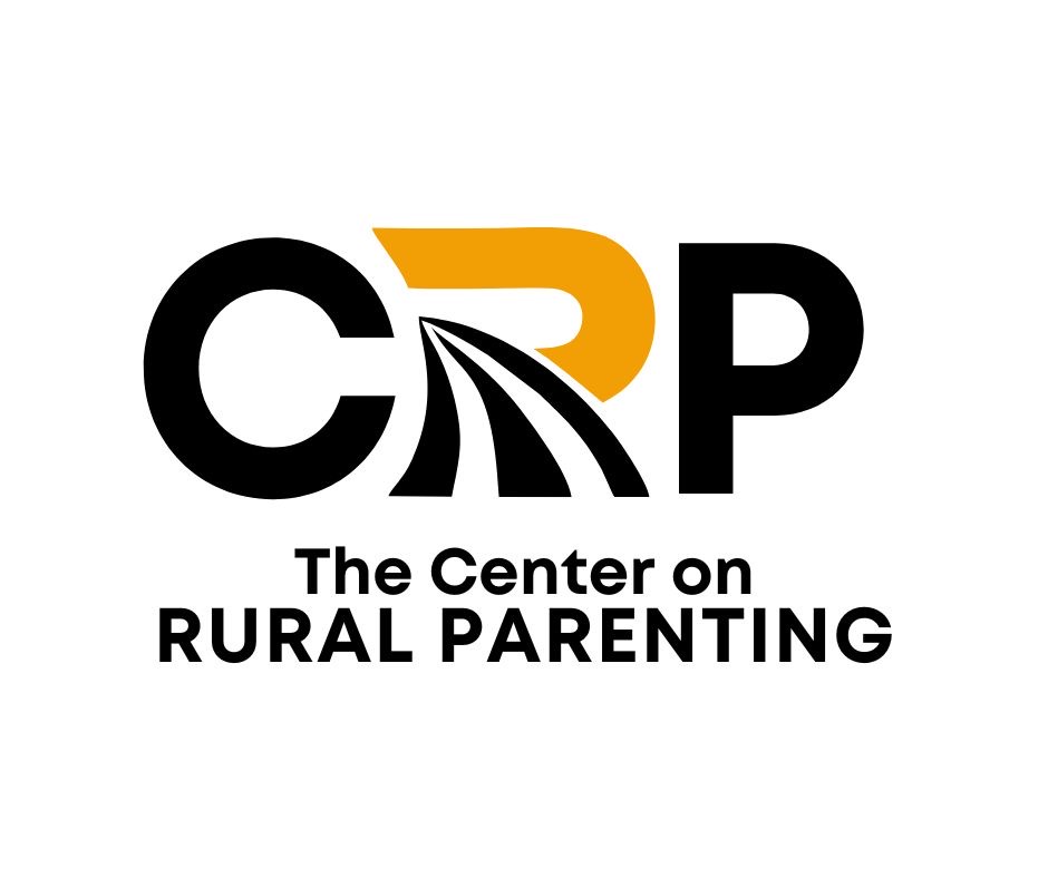 Logo with large black letters C, R, P, a yellow R, and black text below reading The Center on RURAL PARENTING.